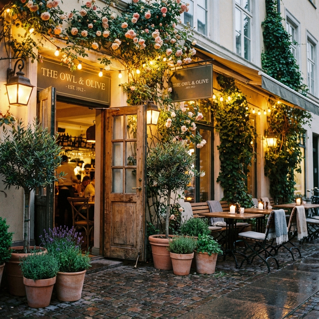 Fachada acolhedora e ambiente interno do Aromas Restaurante